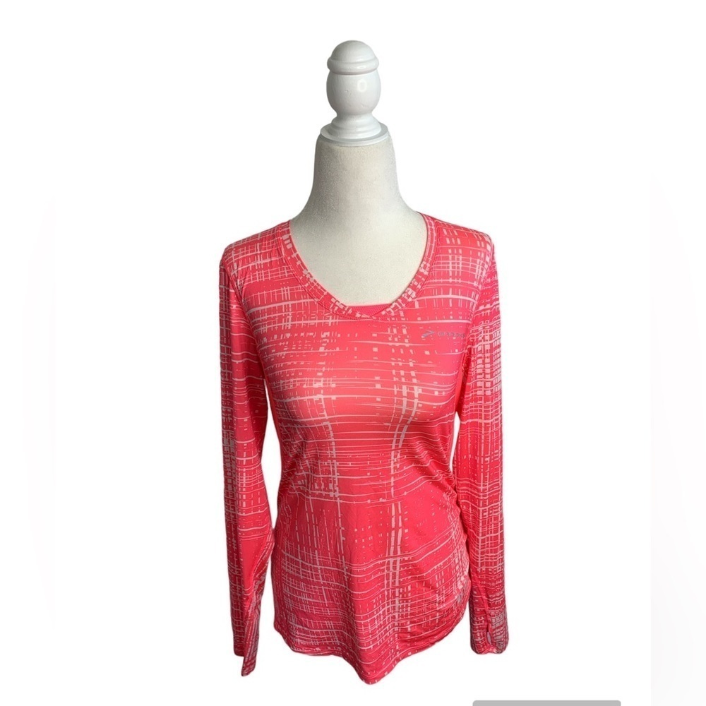 Brooks Long Sleeve Neon Pink Running Activewear Shirt sz M - Picture 1 of 8